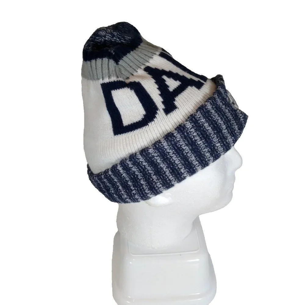 Dallas Knit Beanie Mens Blue White & Gray‎ Sports Cap Hat